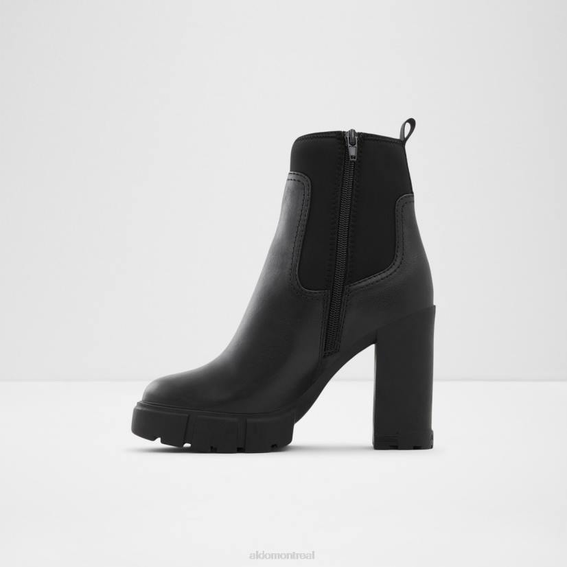 Aldo footwear VD8R3519 Aldo Bottines en cuir noir à la mode, matériaux mixtes, semelle crantée plus audacieuse