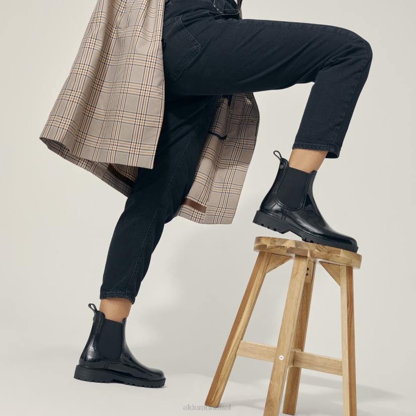 Aldo france chaussures homme VD8R9463 Aldo botte de pluie chelsea synthétique noire et brillante à la mode
