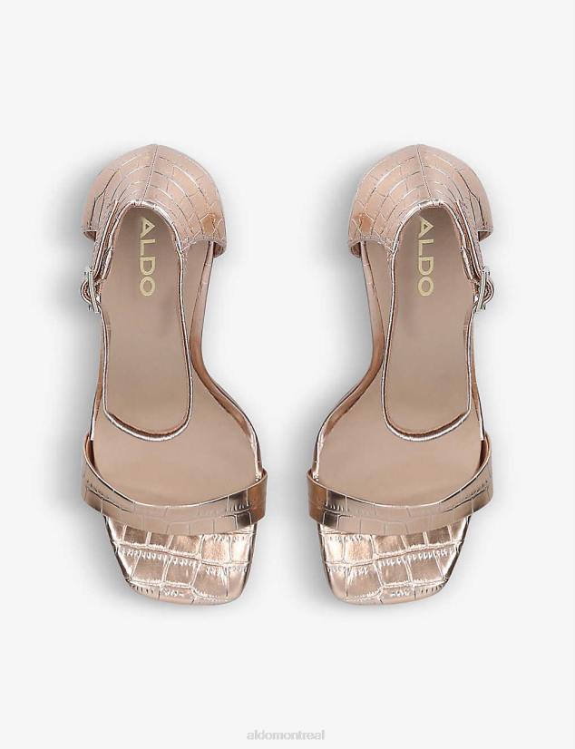 Aldo footwear sale VD8R11840 Aldo fashion sandales à talons en similicuir métallisé embossé crocodile afendaven bronze
