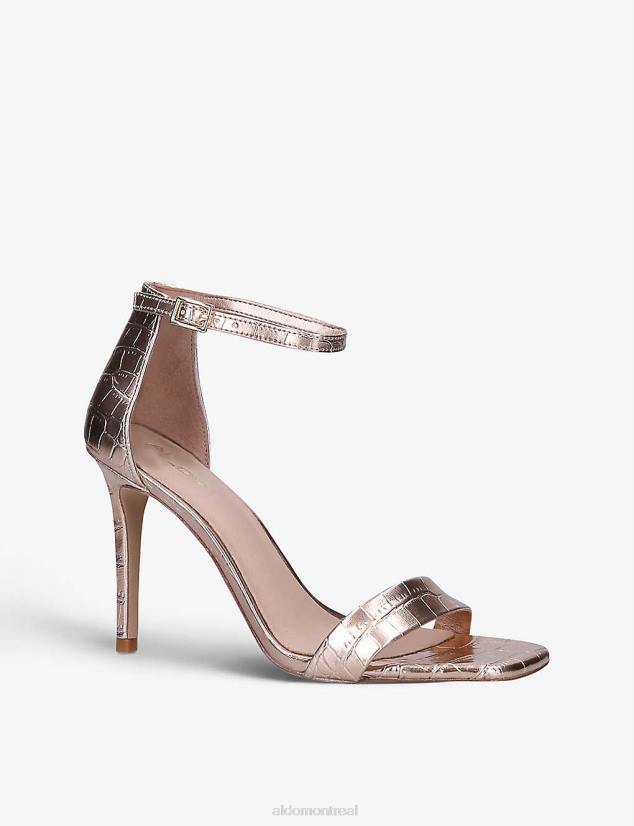 Aldo footwear sale VD8R11840 Aldo fashion sandales à talons en similicuir métallisé embossé crocodile afendaven bronze