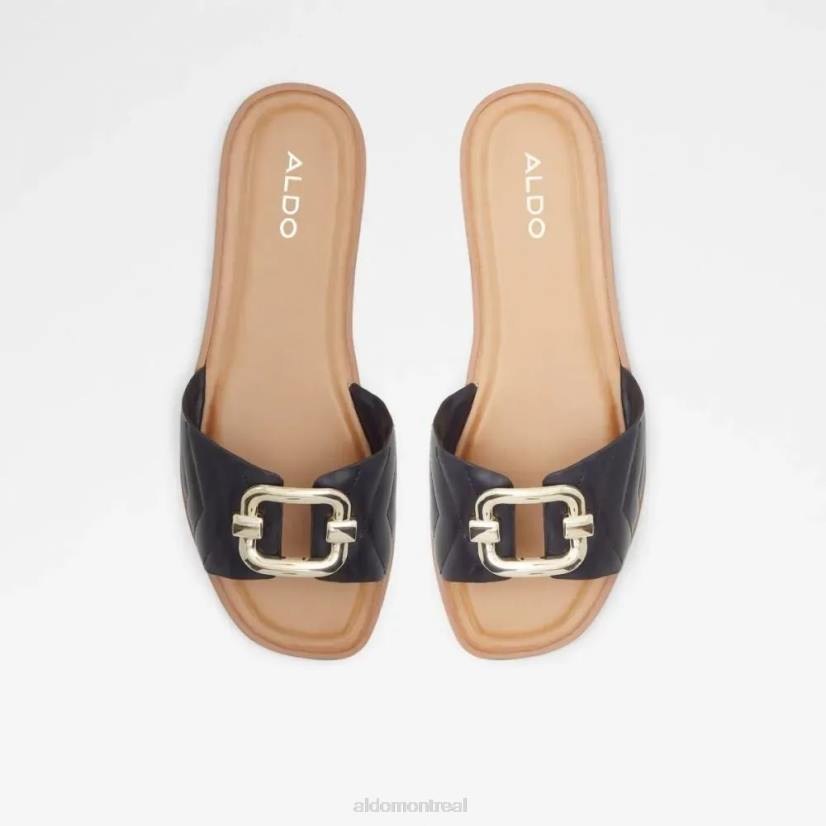 Aldo footwear sale VD8R5780 Aldo sandale plate à bout ouvert pour femme qelajar de mode noire