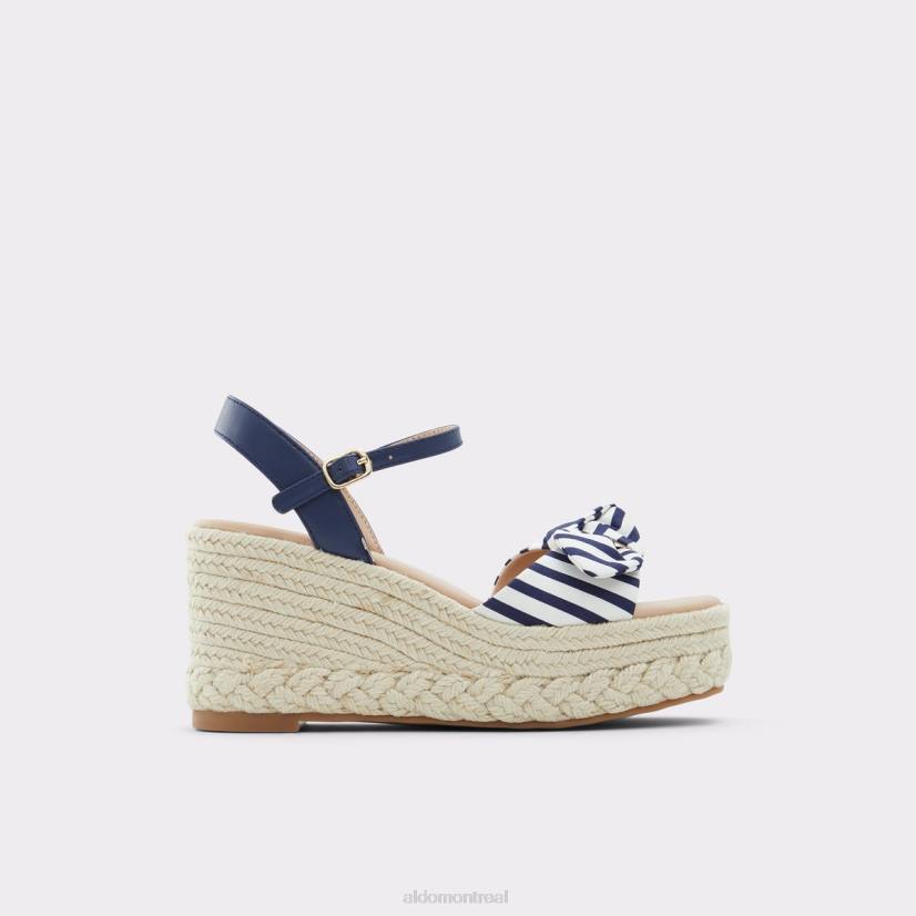 Aldo footwear sale VD8R9795 Aldo Sandale compensée en macramé à la mode bleue, talon compensé