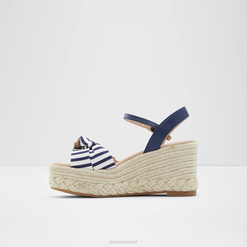 Aldo footwear sale VD8R9795 Aldo Sandale compensée en macramé à la mode bleue, talon compensé