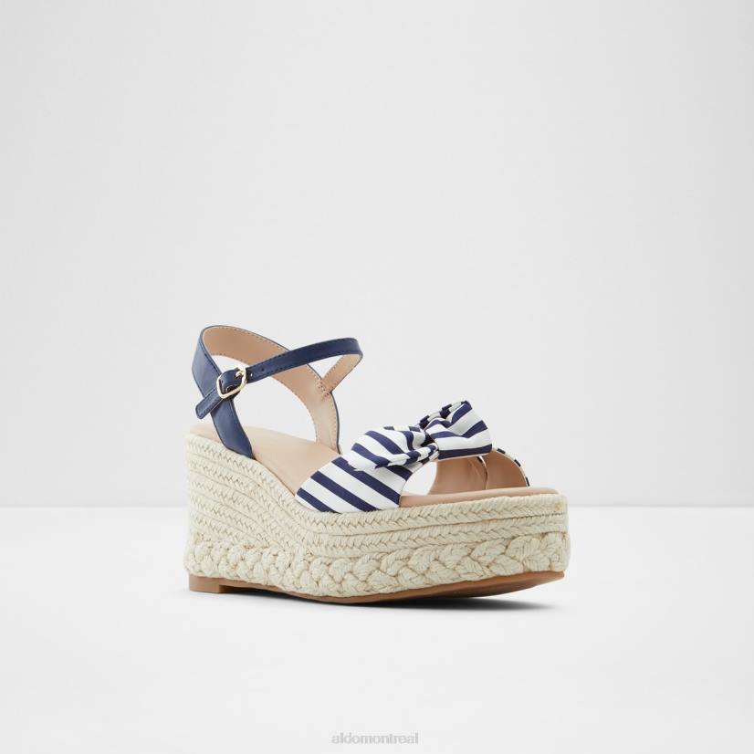 Aldo footwear sale VD8R9795 Aldo Sandale compensée en macramé à la mode bleue, talon compensé