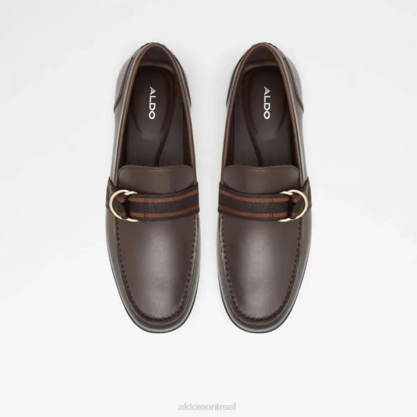 Aldo footwear sale VD8R6395 Aldo mocassins à enfiler à bout rond pour hommes menarwen marron foncé mode