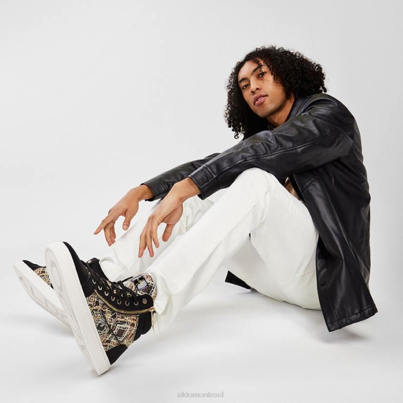 Aldo france VD8R4591 Aldo Baskets montantes popstar à imprimé synthétique noir, semelle en coupe, à la mode