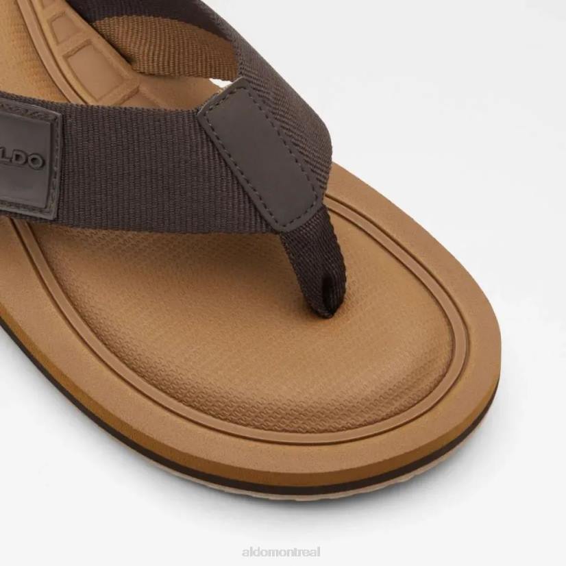 Aldo france chaussures homme VD8R5598 Aldo tengen sandale tong plate pour hommes marron foncé mode