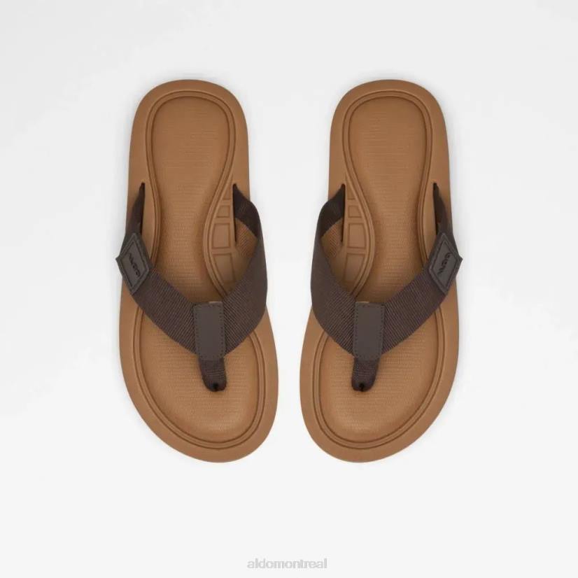 Aldo france chaussures homme VD8R5598 Aldo tengen sandale tong plate pour hommes marron foncé mode